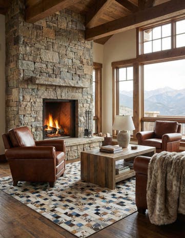 5' x 8' Cowhide Leather Rug