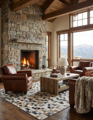 5' x 8' Cowhide Leather Rug