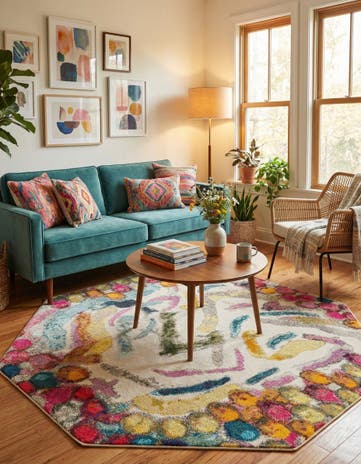 Washable Vivid Octagon Rug