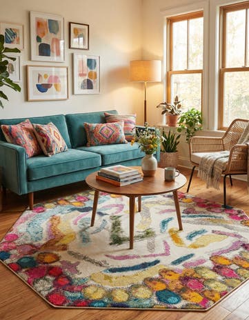 Washable Vivid Octagon Rug
