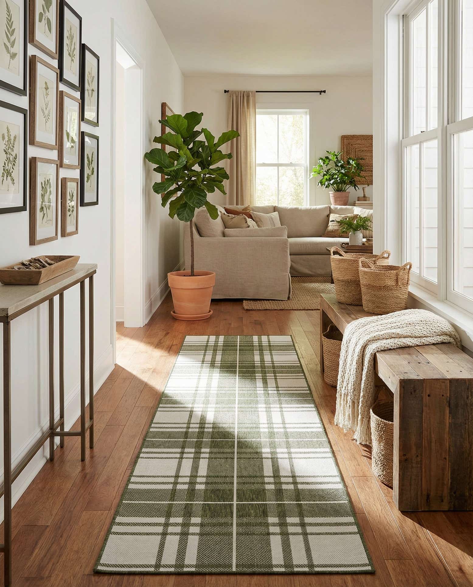 2' 7 x 12' Easy-Clean Checkered Indoor / Outdoor Runner Rug