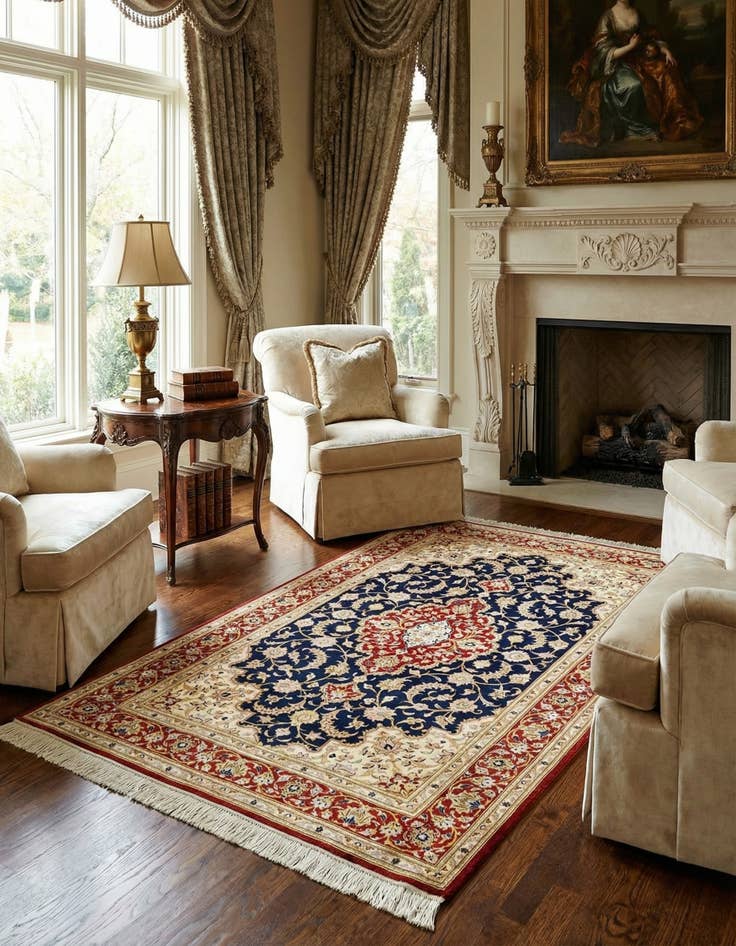 Detail image of 2' 7 x 4' Ghom Silk Rug