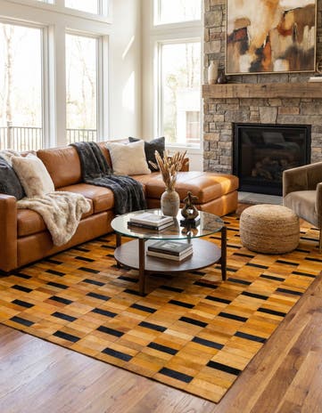 4' 11 x 8' Cowhide - Patchwork Rug