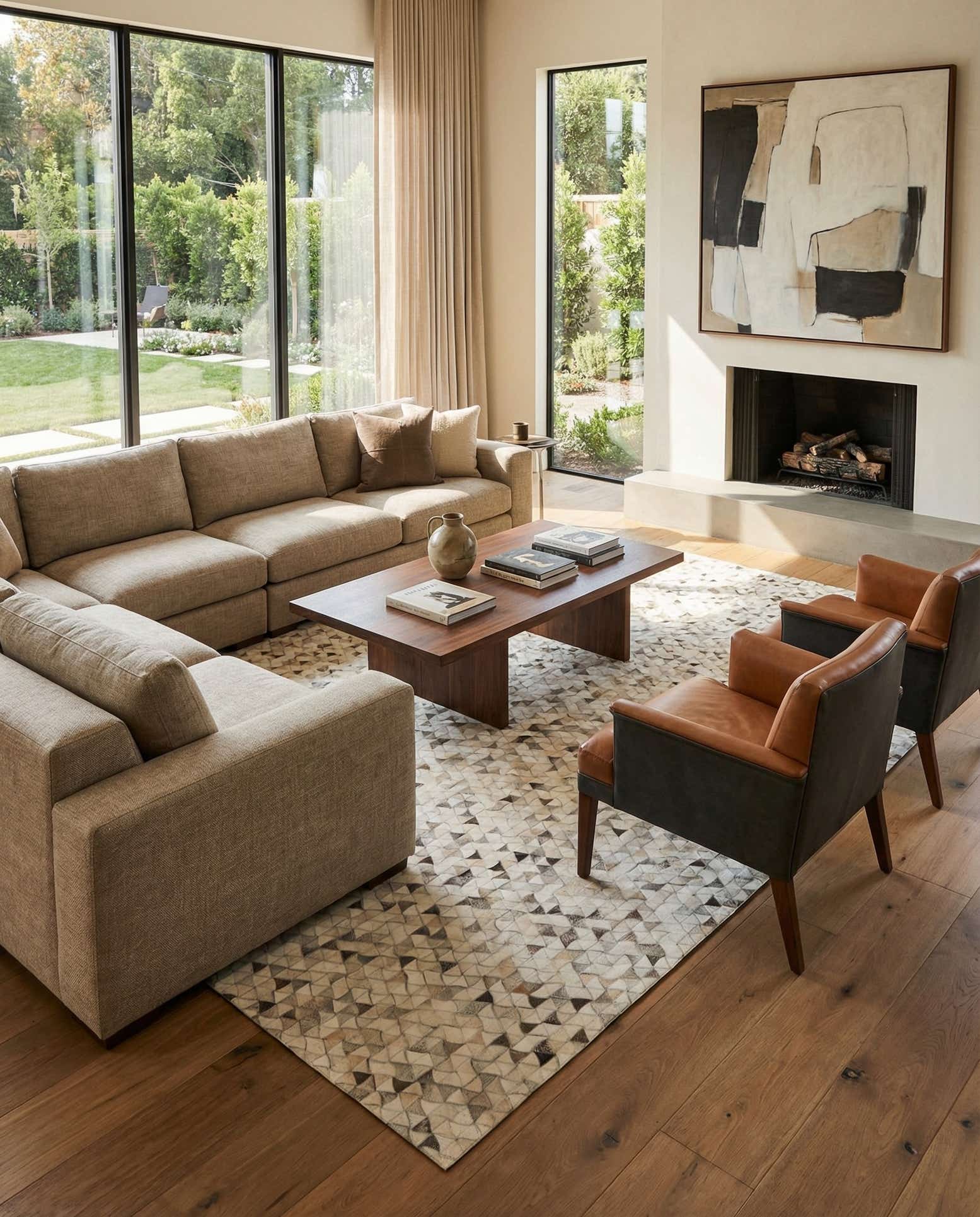 8' x 9' 10 Cowhide Leather Rug