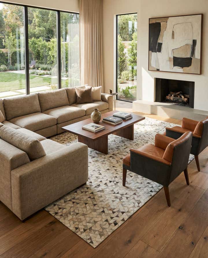 8' x 9' 10 Cowhide Leather Rug