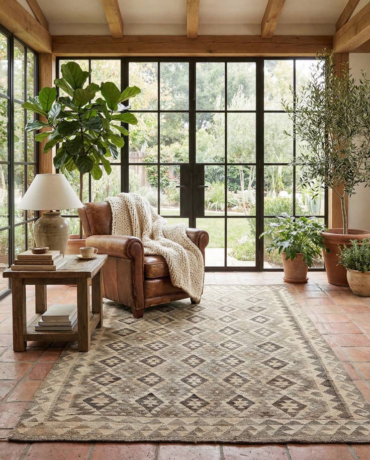 Detail image of 5' 3 x 8' Hand Woven Kilim Maymana Wool Rug