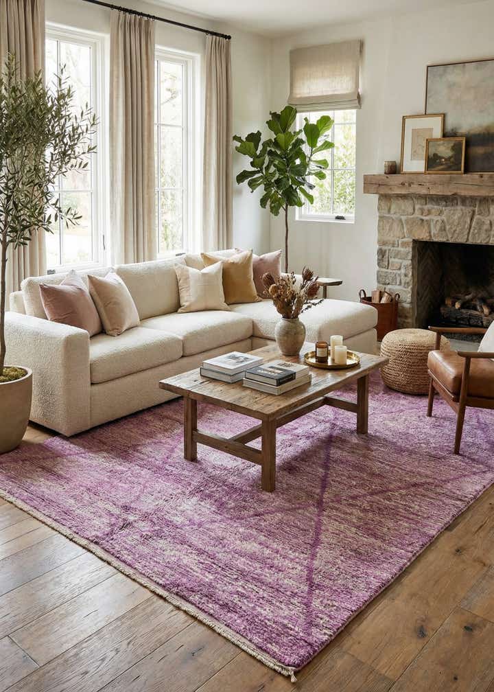 6' 6 x 10' Hand Knotted Moroccan Wool Rug