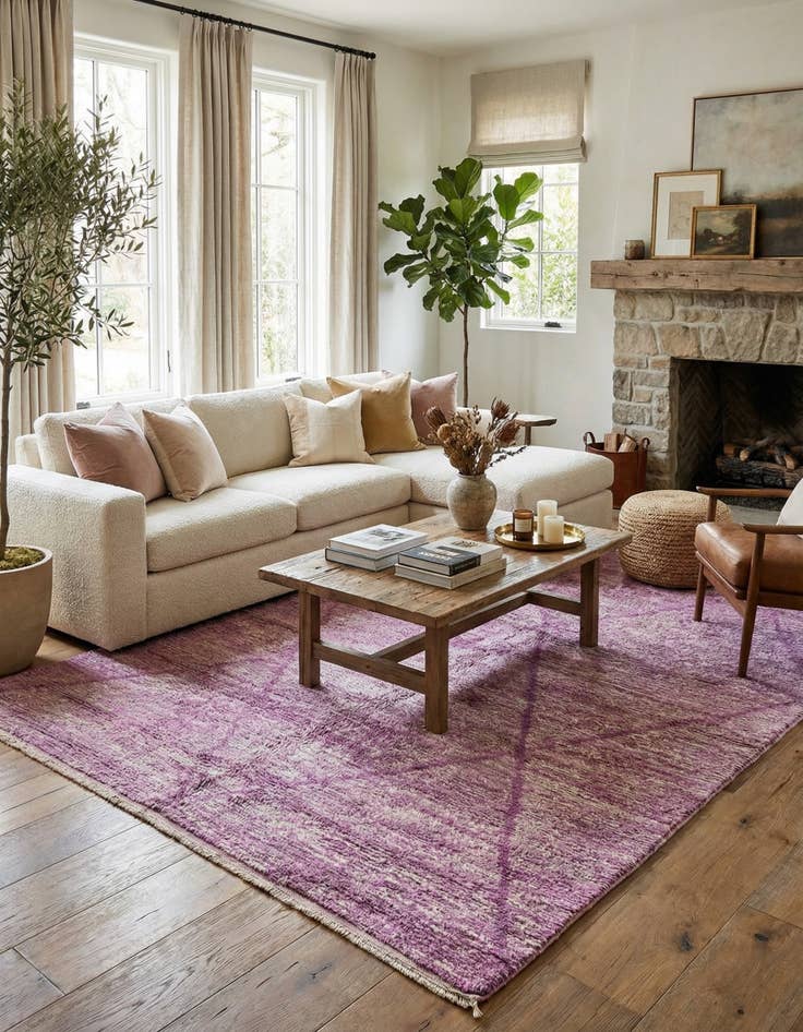 Detail image of  6' 6 x 10'  Hand Knotted Moroccan Wool Rug