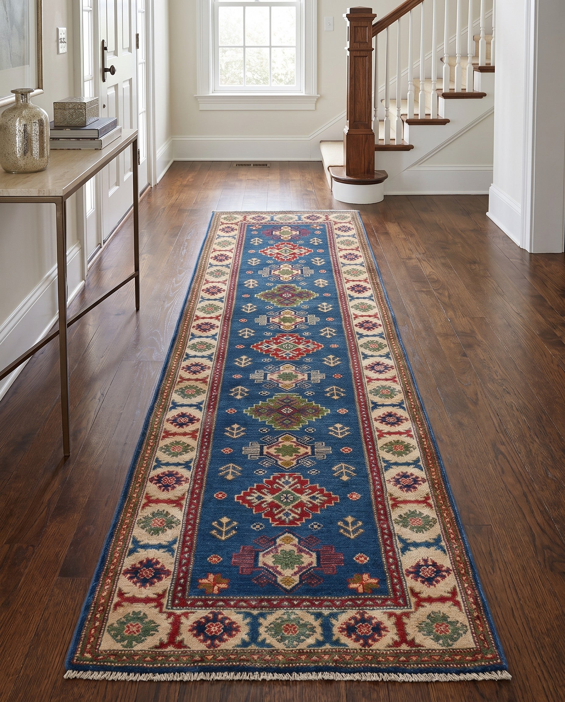 75cm x 300cm Hand Knotted Kazak Runner Rug