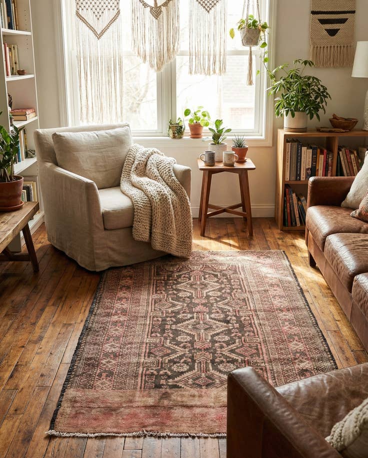 Detail image of 3' 4 x 5' 6 Hand Knotted Ultra Vintage Persian Wool Rug