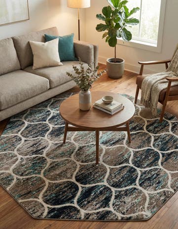 7' 10 x 7' 10 Lattice Frieze Octagon Rug