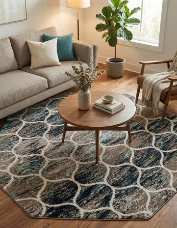 7' 10 x 7' 10 Lattice Frieze Octagon Rug