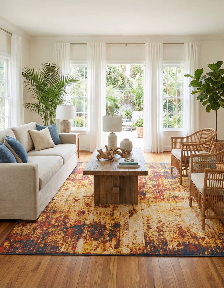 Detail image of 7' 10 x 7' 10  Washable Coastal Indoor / Outdoor Square Rug