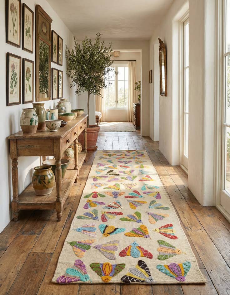 Detail image of 2' 8 x 9' 6  Hand Woven Kilim Suzani Wool Runner Rug