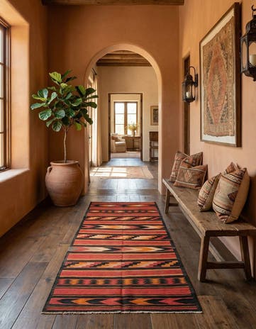 5' 1 x 10' 2 Hand Woven Kilim Afghan Wool Runner Rug
