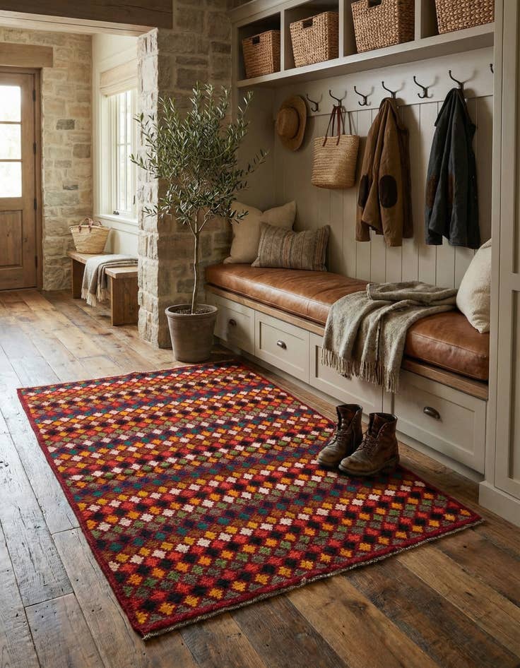 Detail image of 4' x 5' 10  Hand Knotted Balouch Wool Rug