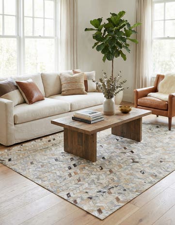 5' 3 x 7' 3 Cowhide Stocks Rug