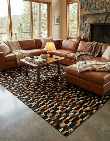 5' 1 x 8' Cowhide - Patchwork Rug