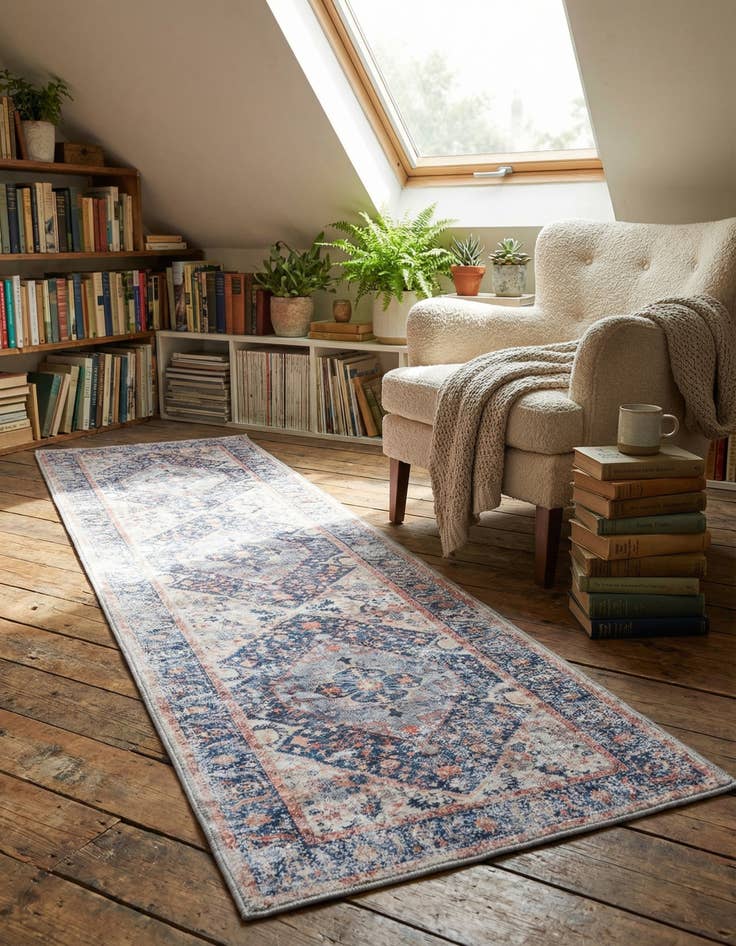 Detail image of 2' 7 x 10'  Washable Yara Runner Rug