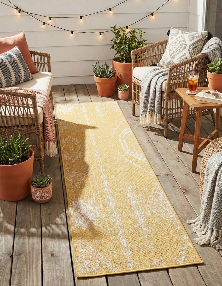 Detail image of 2' x 6'  Washable Bohemian Indoor / Outdoor Runner Rug