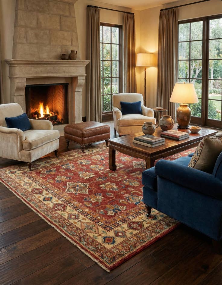 Detail image of 6' 1 x 9'  Hand Knotted Kazak Oriental Rug