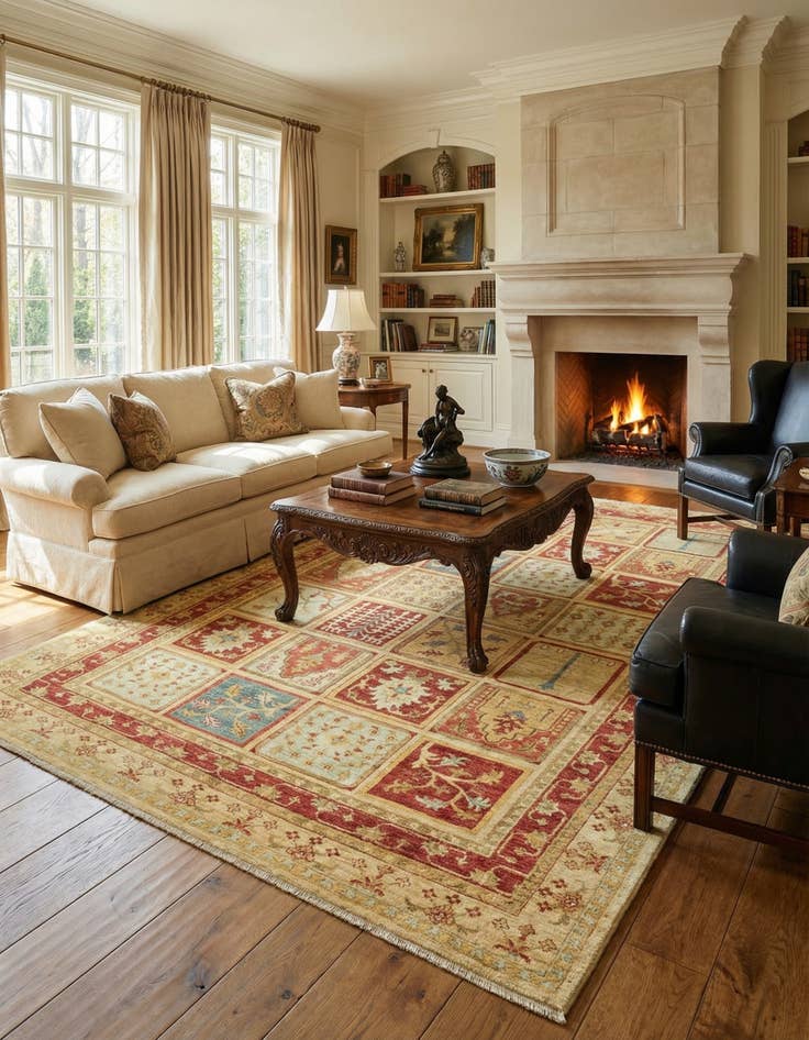 Detail image of 6' 8 x 10'  Hand Knotted Peshawar Ziegler Rug