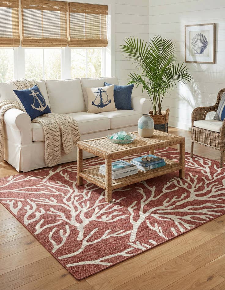 Detail image of 5' 3 x 7'  Washable Coastal Indoor / Outdoor Rug