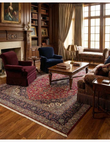 8' x 11' 4 Hand Knotted Kashan Persian Rug
