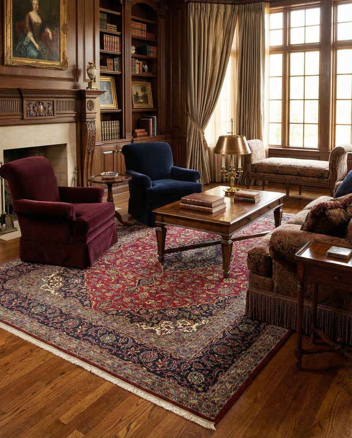 8' x 11' 4 Hand Knotted Kashan Persian Rug