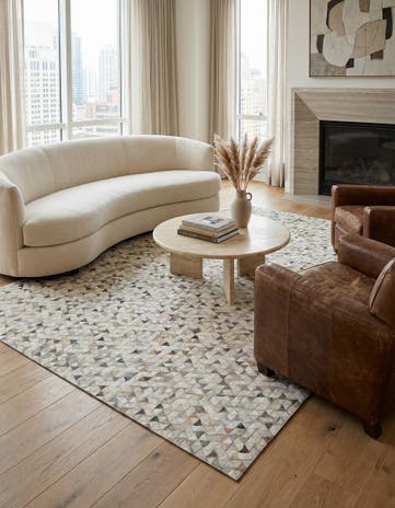 7' 9 x 9' 10 Cowhide Leather Rug