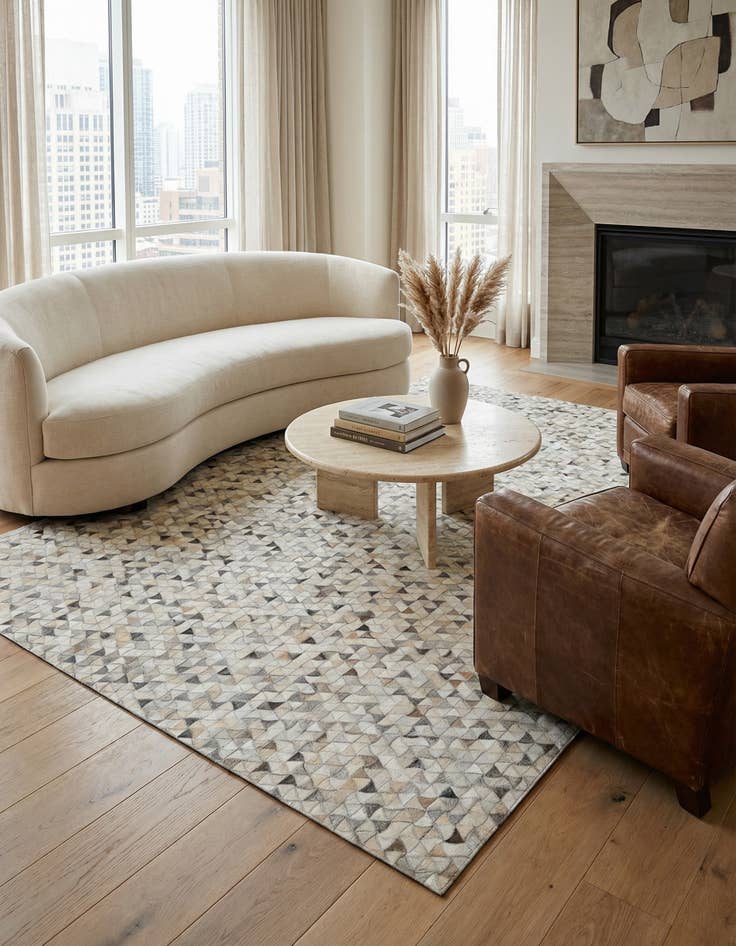 Detail image of  7' 9 x 9' 10 Cowhide Leather Rug