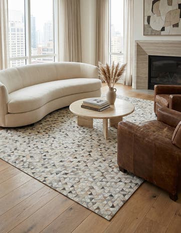 7' 9 x 9' 10 Cowhide Leather Rug