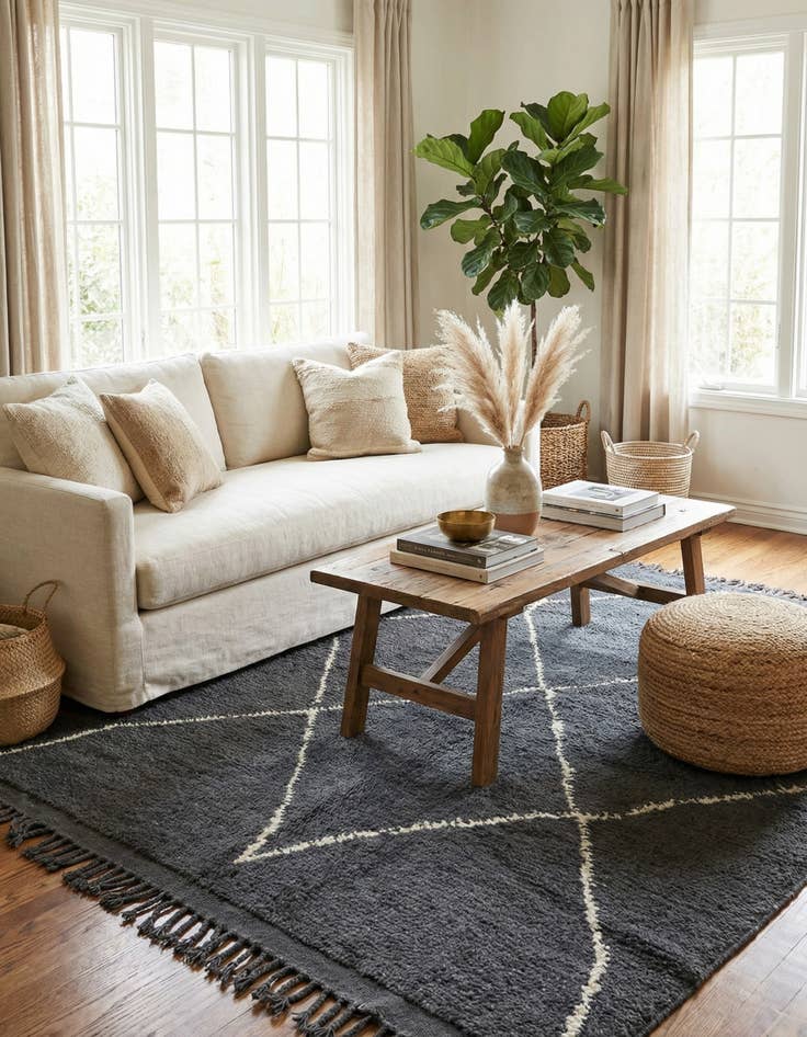 Detail image of 5' x 7' 10  Hand Knotted Moroccan Wool Rug