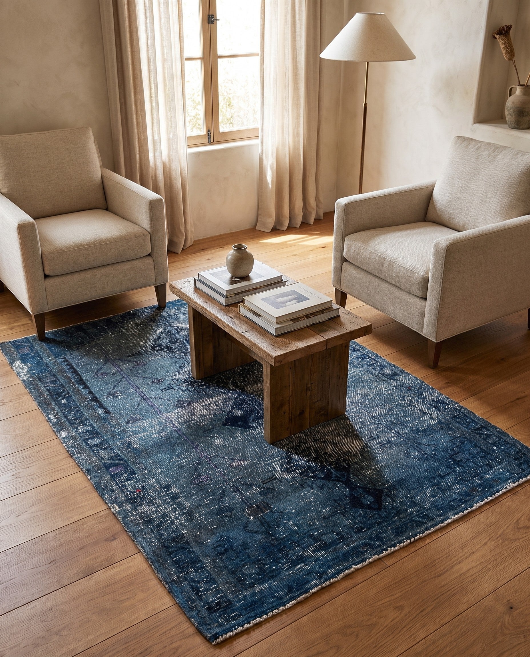 4' 5 x 6' 6 Hand Knotted Ultra Vintage Persian Wool Rug