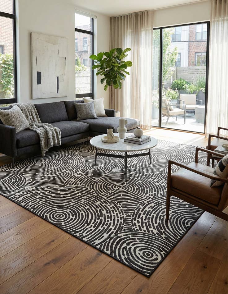 Detail image of  13' x 13'  Washable Modern Indoor / Outdoor Square Rug