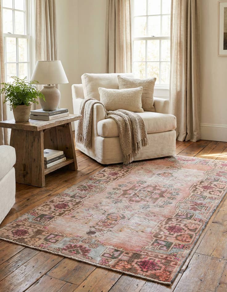 Detail image of 3' 9 x 7' 5  Hand Knotted Ultra Vintage Persian Wool Rug