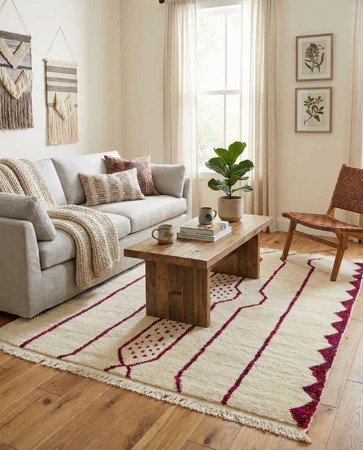 5' 7 x 6' 8 Hand Knotted Moroccan Wool Square Rug