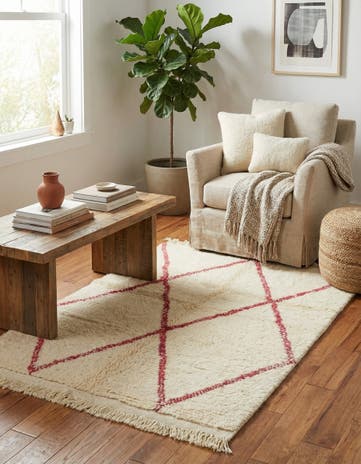 3' 4 x 4' 7 Hand Knotted Moroccan Wool Rug
