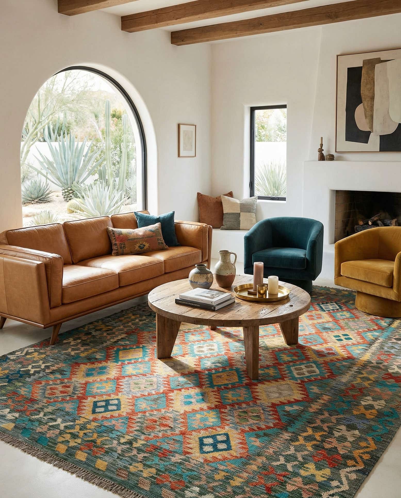 6' 11 x 9' 7 Hand Knotted Marok Kilim Rug