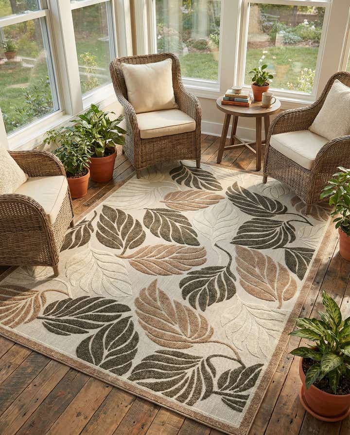 7' x 10' Easy-Clean Botanical Indoor / Outdoor Rug