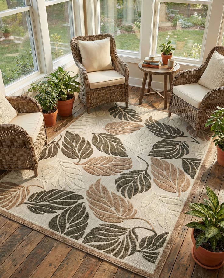 Detail image of 7' x 10' Easy-Clean Botanical Indoor / Outdoor Rug