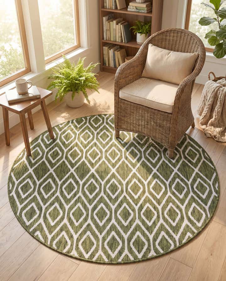 4' x 4' Easy-Clean Jill Zarin Turks and Caicos Indoor / Outdoor Round Rug