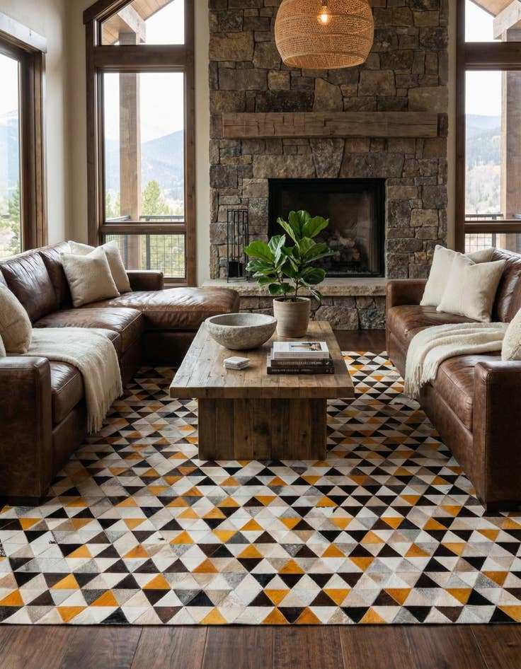 Detail image of 7' 11 x 10' 1 Cowhide Stocks Rug