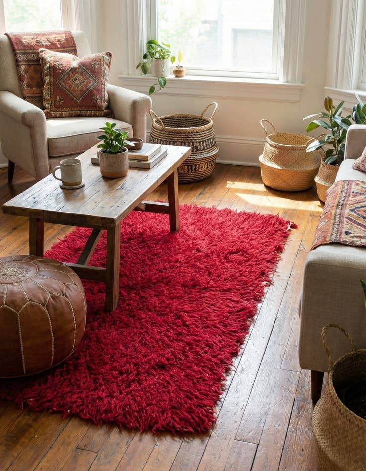 Detail image of 2' 4 x 4' 6  Hand Knotted Moroccan Wool Rug