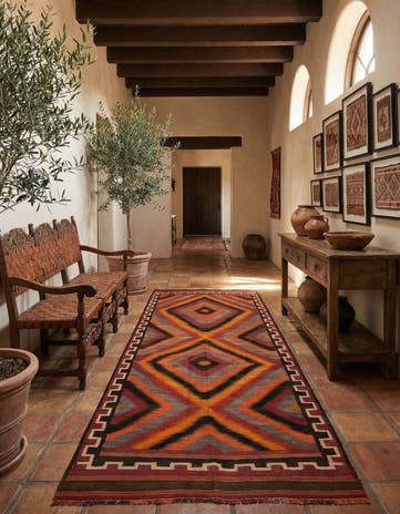 5' x 12' 4 Hand Woven Kilim Fars Wool Runner Rug
