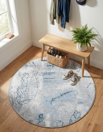 Ivory Gray Kamala Washable Round Rug