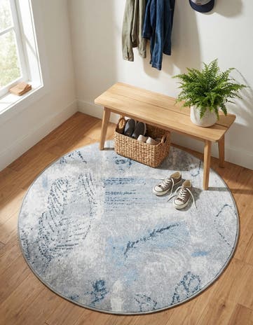Ivory Gray Kamala Washable Round Rug