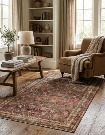3' 7 x 7' 8 Hand Knotted Ultra Vintage Persian Wool Runner Rug
