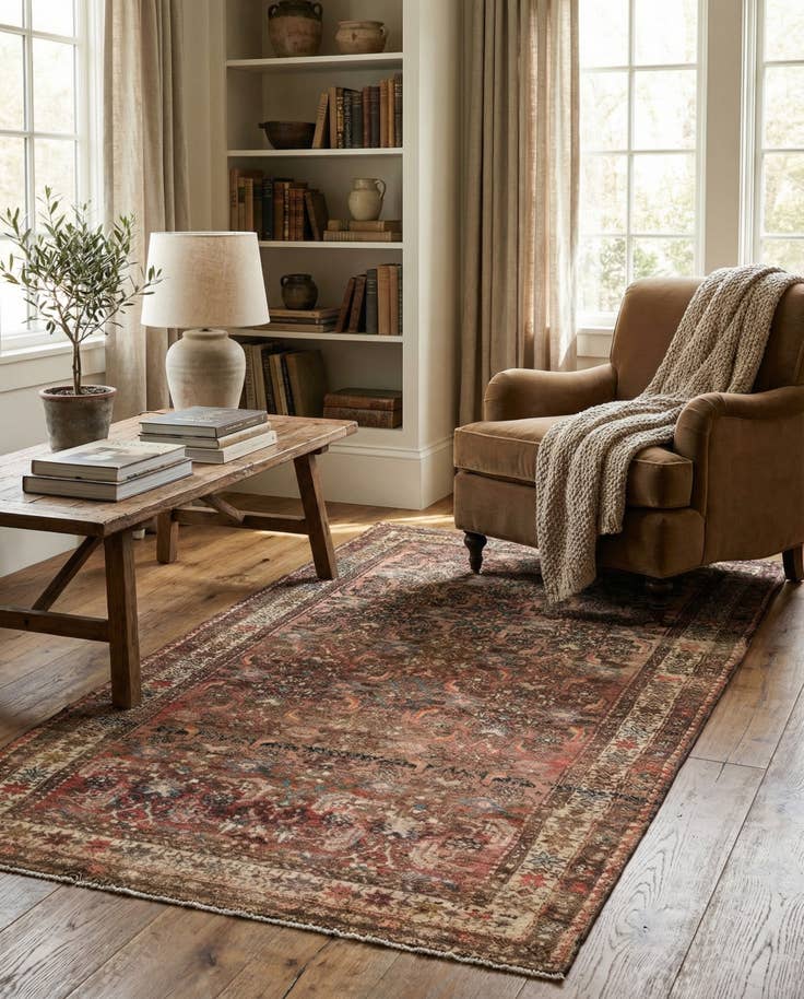 Detail image of 3' 7 x 7' 8 Hand Knotted Ultra Vintage Persian Wool Runner Rug