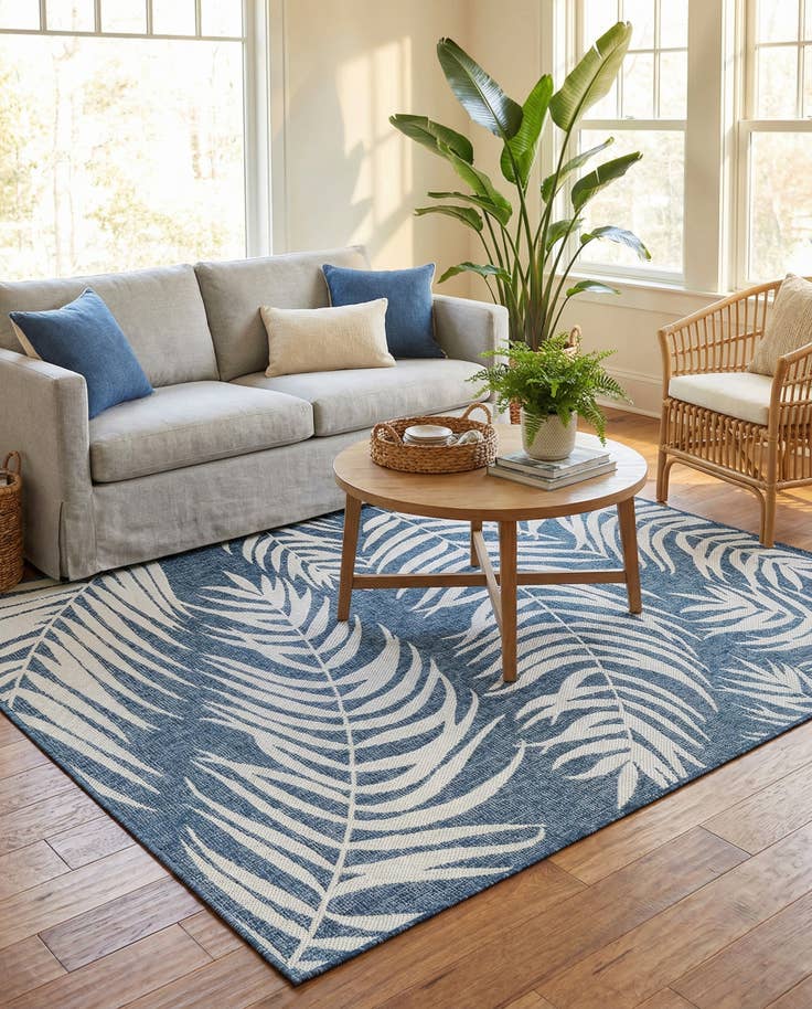 Detail image of 5' 3 x 7' Easy-Clean Botanical Indoor / Outdoor Rug